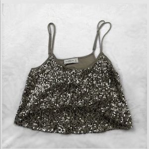 Grey Sequined Tank Top